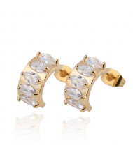 Zircon Inlaid Arch Shape Ear Studs - Transparent