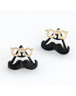 Western Style Optical Frames with Mustache Ear Studs - Black