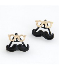 Western Style Optical Frames with Mustache Ear Studs - Black