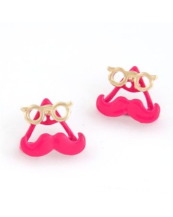 Western Style Optical Frames with Mustache Ear Studs - Rose