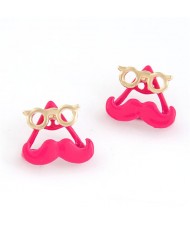 Western Style Optical Frames with Mustache Ear Studs - Rose