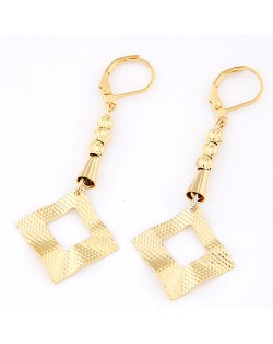 Irregular Golden Oblong Dangling Ear Clips