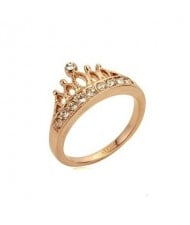 Rhinestone Embedded Delicate Classical Crown Rose Gold Ring