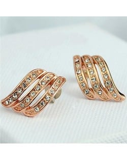 Fashion Crystal Decorated Butterfly Rose Gold Earrings