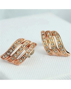 Fashion Crystal Decorated Butterfly Rose Gold Earrings