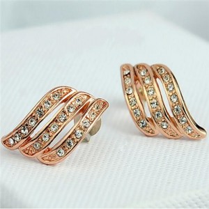 Fashion Rhinestone Decorated Angle Wing Rose Gold Earrings