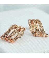 Fashion Crystal Decorated Butterfly Rose Gold Earrings