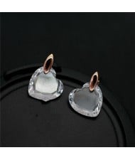 Crystal Heart Design 18k Rose Gold Women Earrings