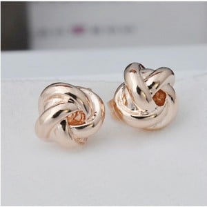Elegant Knot Design Rose Gold Ear Studs