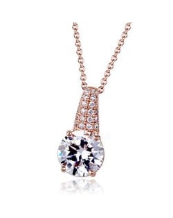 Luxurious Zirconia All-over Style Rose Gold Necklace Earrings and Ring Set