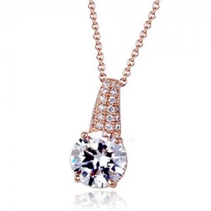 Luxurious Zirconia All-over Style Rose Gold Necklace