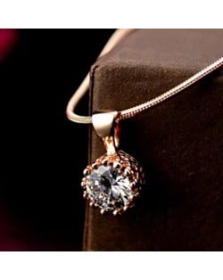 Korean Fashion Gorgeous Zirconia Inlaid Snake Chain Short Platinum Necklace