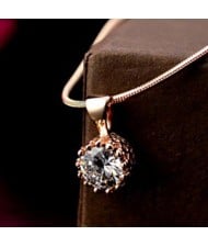Korean Fashion Gorgeous Zirconia Inlaid Snake Chain Short Rose Gold Necklace