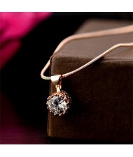 Korean Fashion Gorgeous Zirconia Inlaid Snake Chain Short Rose Gold Necklace