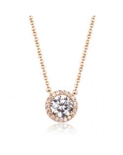 Korean Fashion Gorgeous Zirconia Inlaid Snake Chain Short Rose Gold Necklace