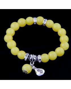 Korean Fashion Money Bag Pendant Glass Beads Bracelet - Yellow