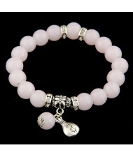 Korean Fashion Money Bag Pendant Glass Beads Bracelet - White