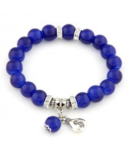 Korean Fashion Money Bag Pendant Glass Beads Bracelet - Royal Blue