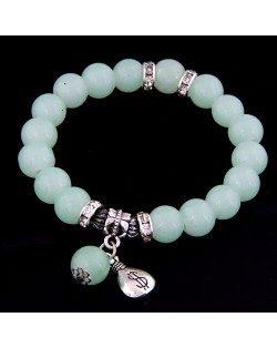 Korean Fashion Money Bag Pendant Glass Beads Bracelet - Sky Blue