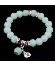 Korean Fashion Money Bag Pendant Glass Beads Bracelet - Sky Blue
