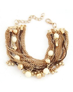 Chunky Metallic Chains with Resin Balls Fashion Bracelet - White