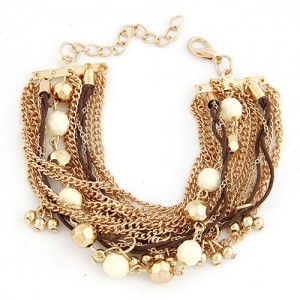 Chunky Metallic Chains with Resin Balls Fashion Bracelet - White