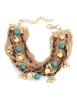 Chunky Metallic Chains with Resin Balls Fashion Bracelet - Blue