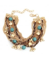 Chunky Metallic Chains with Resin Balls Fashion Bracelet - Blue