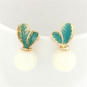 Korean Fashion Turnip Radish Ear Studs - White
