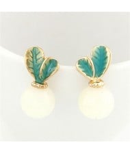 Korean Fashion Turnip Radish Ear Studs - White