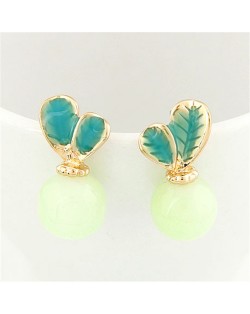 Korean Fashion Turnip Radish Ear Studs - Green