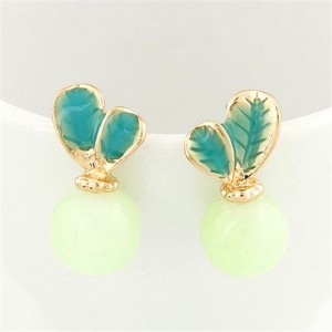 Korean Fashion Turnip Radish Ear Studs - Green