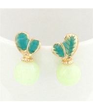 Korean Fashion Turnip Radish Ear Studs - Green