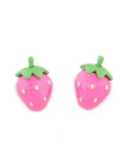 Cute Korean Style Strawberry Ear Studs - Pink