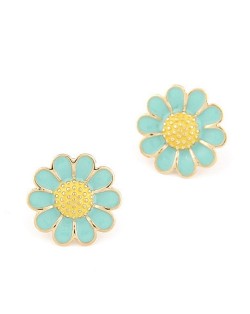 Korean Fashion Oil-spot Glazed Daisy Ear Studs - Green