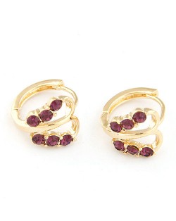 Czech Rhinestone Abstract Style Butterfly Ear Clips - Grape
