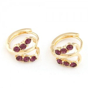 Czech Rhinestone Abstract Style Butterfly Ear Clips - Grape