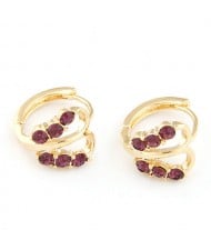 Czech Rhinestone Abstract Style Butterfly Ear Clips - Grape