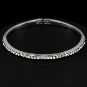 Transparent Austrian Crystal Platinum Plated Thin Bangle