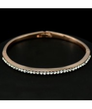 Transparent Austrian Crystal 18K Rose Gold Thin Bangle