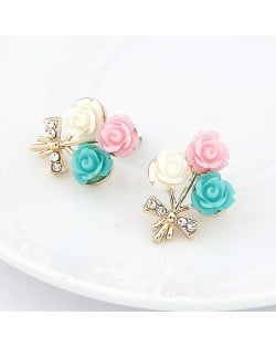 Korean Fashion Colorful Seashell Flowers Ear Studs