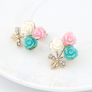 Korean Fashion Colorful Seashell Flowers Ear Studs