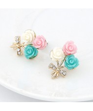 Korean Fashion Colorful Seashell Flowers Ear Studs