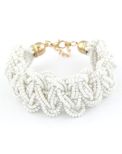 Bohemain Fashion Weaving Mini Beads Weaving Style Bracelet - White