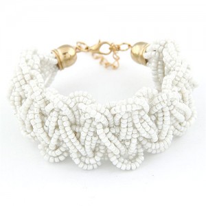 Bohemain Fashion Weaving Mini Beads Weaving Style Bracelet - White