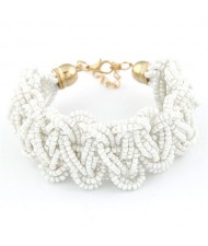 Bohemain Fashion Weaving Mini Beads Weaving Style Bracelet - White