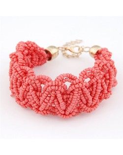 Bohemain Fashion Weaving Mini Beads Weaving Style Bracelet - Rose