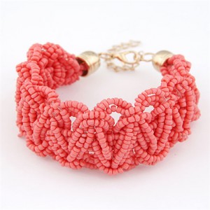 Bohemain Fashion Weaving Mini Beads Weaving Style Bracelet - Rose