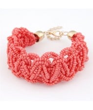 Bohemain Fashion Weaving Mini Beads Weaving Style Bracelet - Rose