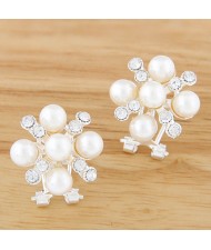 Korean Fashion Sweet Snowflake Shape Stud Earrings - Silver